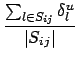 $\displaystyle {\frac{{\sum_{l\in S_{ij}}\delta^{u}_l}}{{\left\vert S_{ij}\right\vert}}}$